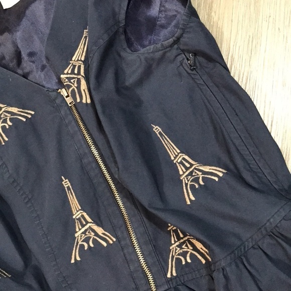 eShakti Navy Blue Eiffel Tower Embroidered A-Line Dress size S - Picture 8 of 14